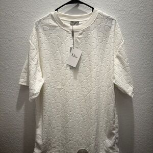 Dior Men's Cream Embossed Tee